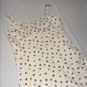 KIRIOUS Los Angeles Cream Floral Spaghetti Strap Dress - 100% Cotton